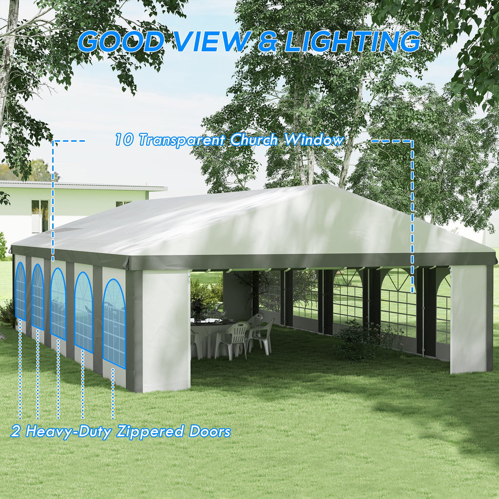 20' x 33' Heavy-duty Large Tent with Sidewalls, Gray E976354