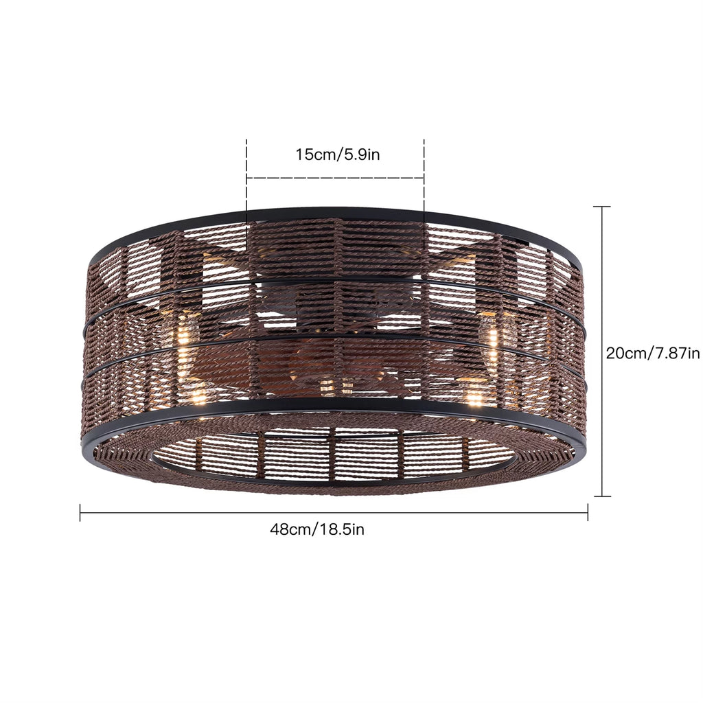 18.5 Inch Black Caged Ceiling Fan with Light P6618