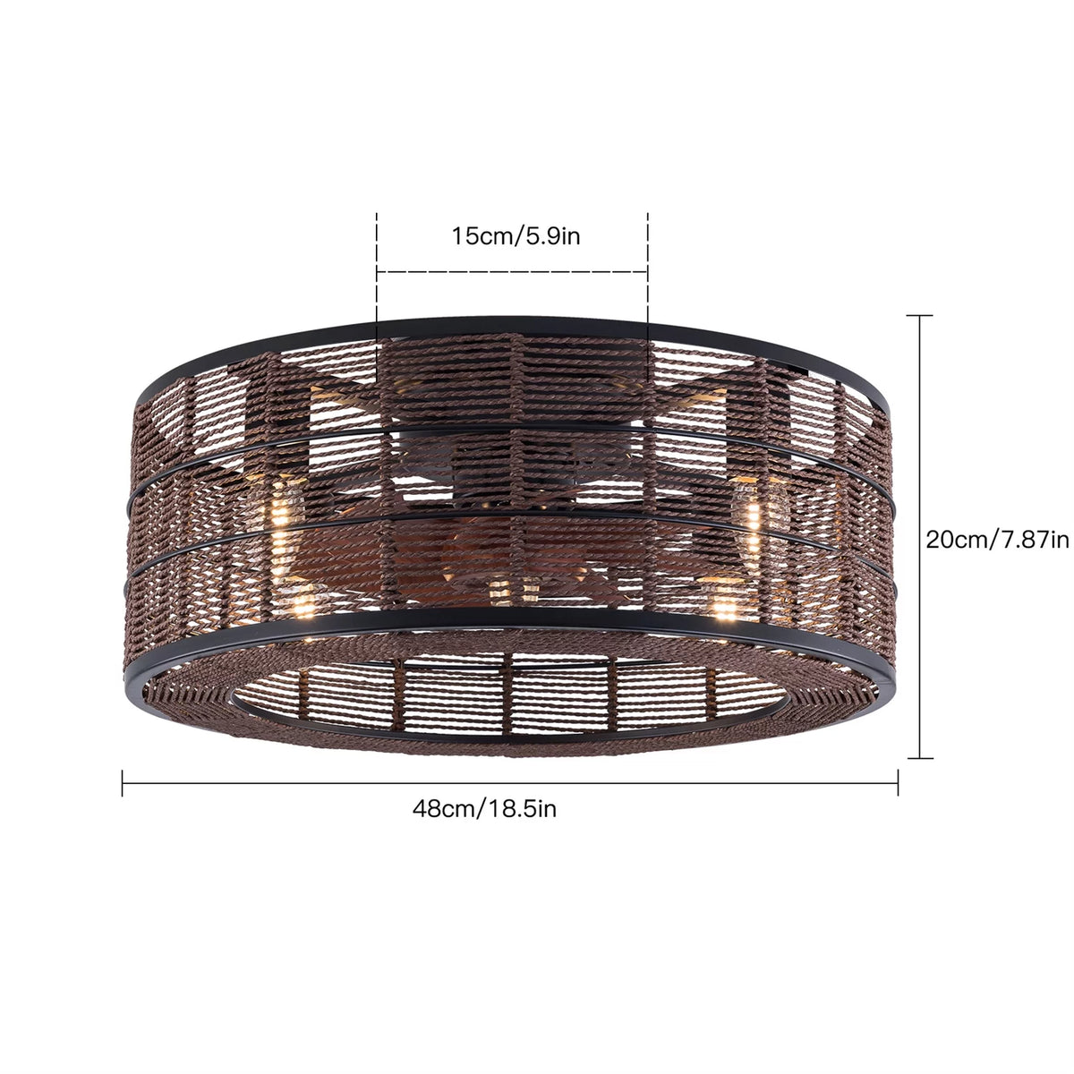 18.5 Inch Black Caged Ceiling Fan with Light P6618
