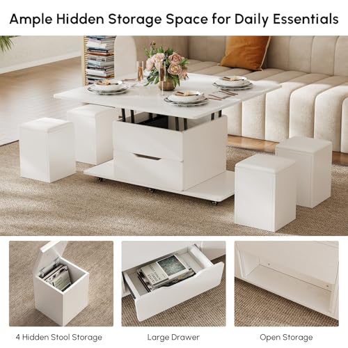 Black Lift-Top Coffee Table with Hidden Storage Y5458