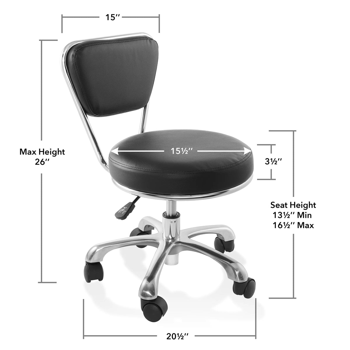 Adjustable Rolling Salon Stool with Backrest H705